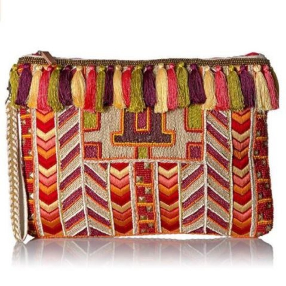 Steve Madden JKendra Coral Beaded Clutch Handbag